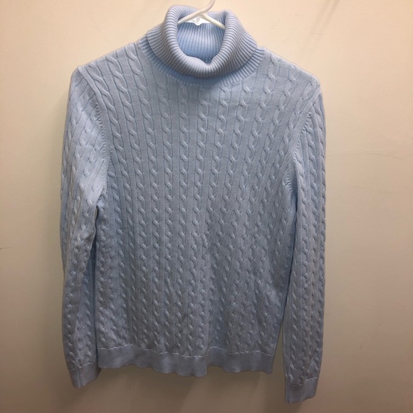 Lands' End Sweaters - Lands End Light Blue Cable Sweater